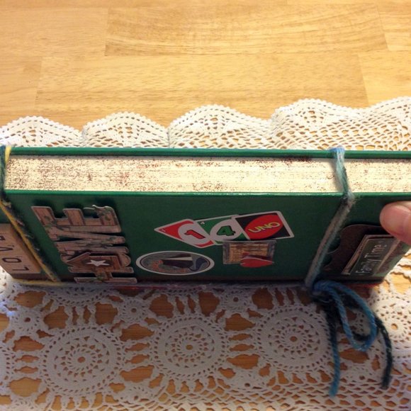 Hand painted Home and Family rescued book decor - Picture 6 of 6